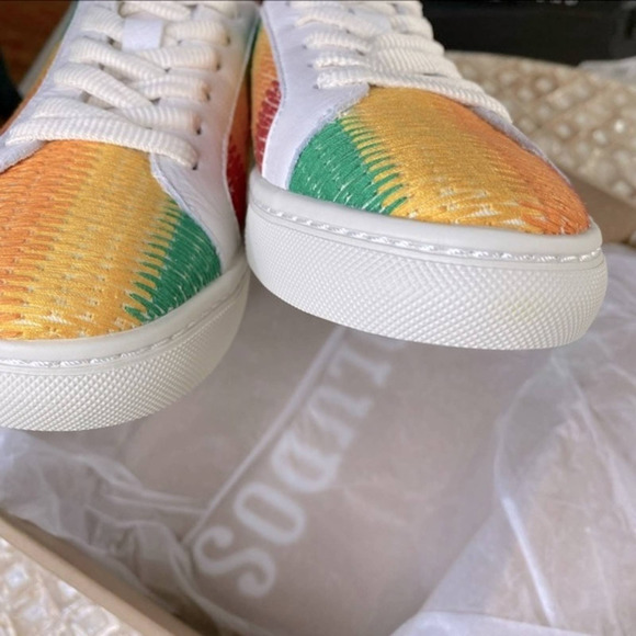 Soludos Womens Low Top Sneakers Rainbow Stripe Embroidered Organic Cotton Size 7 - Picture 8 of 16